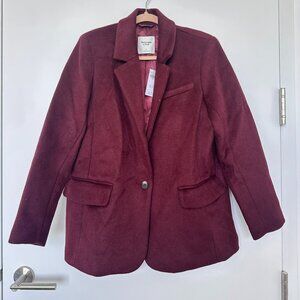A&F Wool-Blend Blazer (NWT), Burgundy, Size L